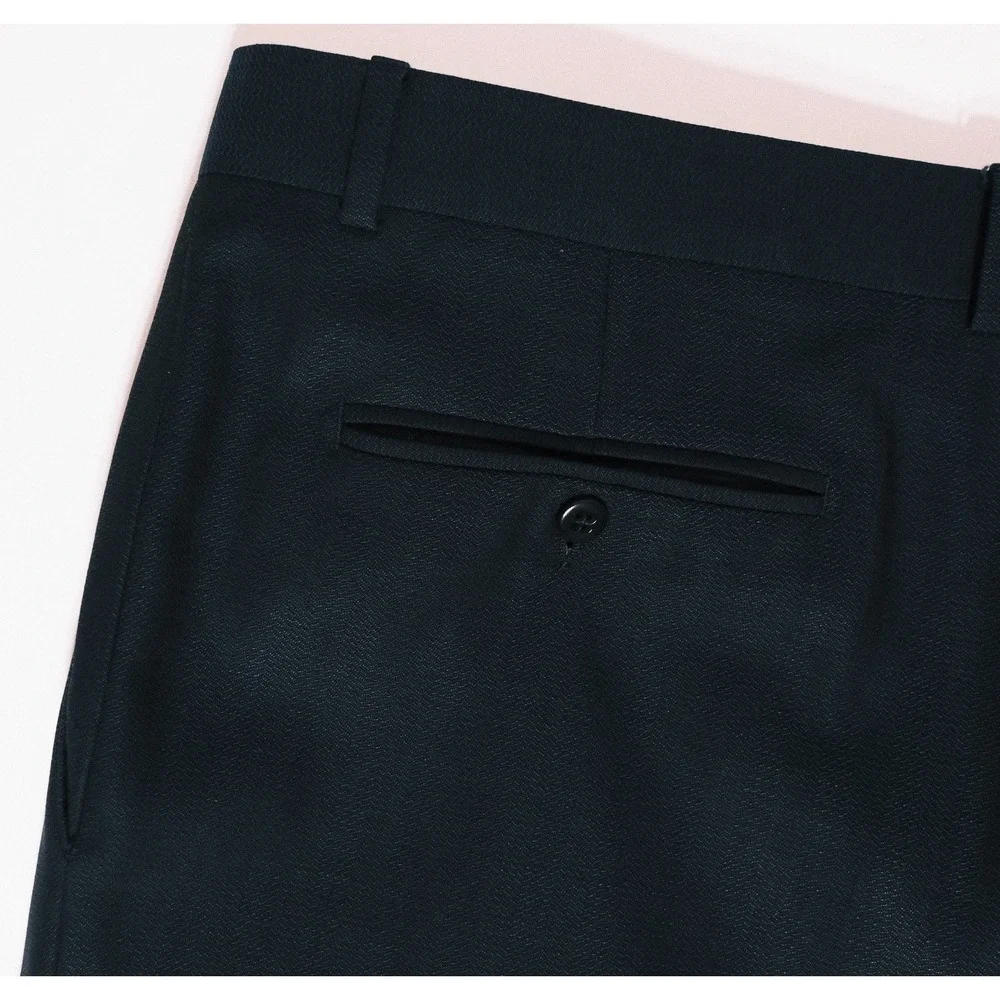 Zanella Bennett Mens 40x30 Flat Front Pleated Wool Dress Pants Black